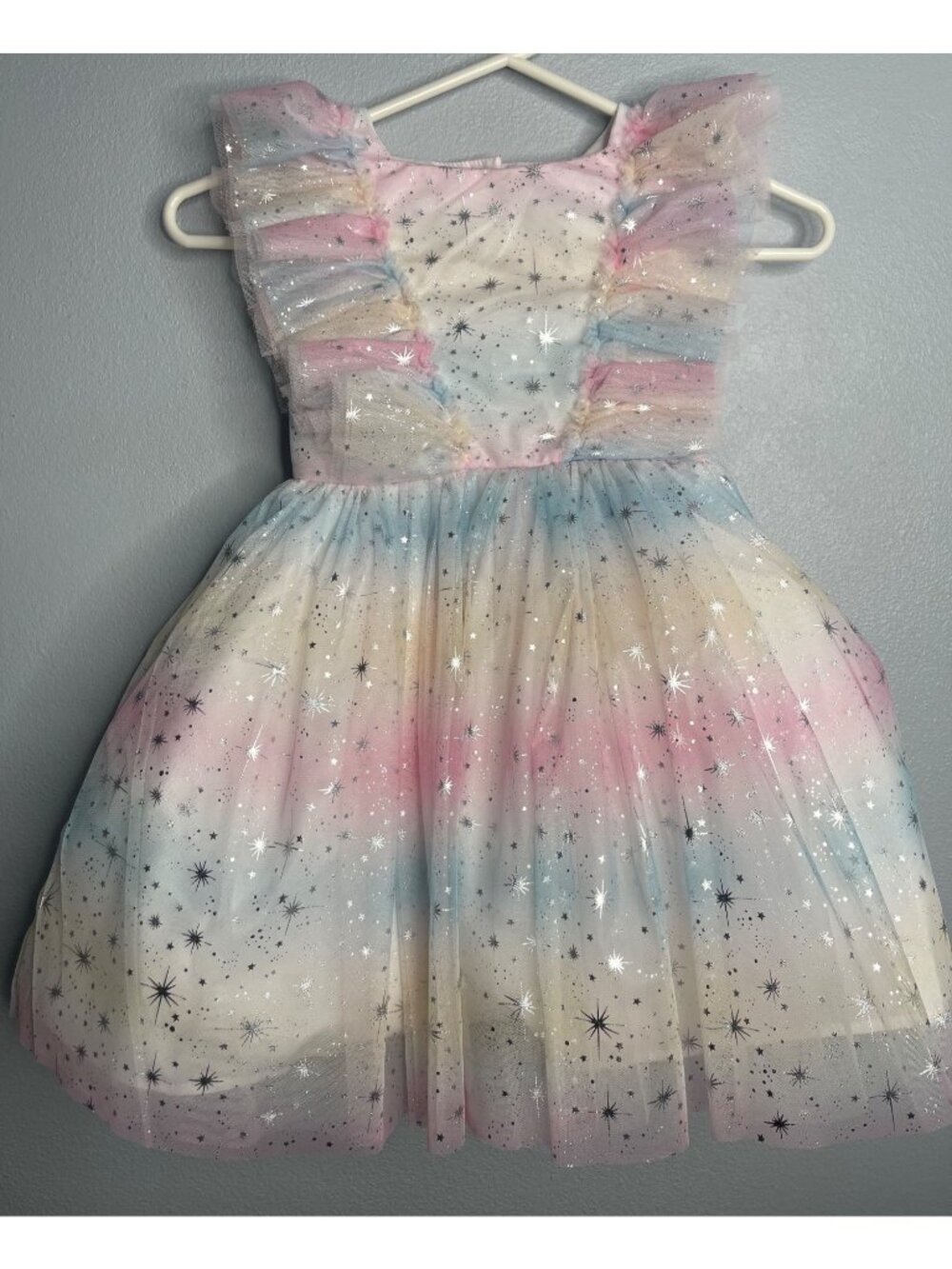 Pippa & Julie Girls Victoria Ombre Rainbow Tulle Mesh Party Dress 5 Wedding NEW